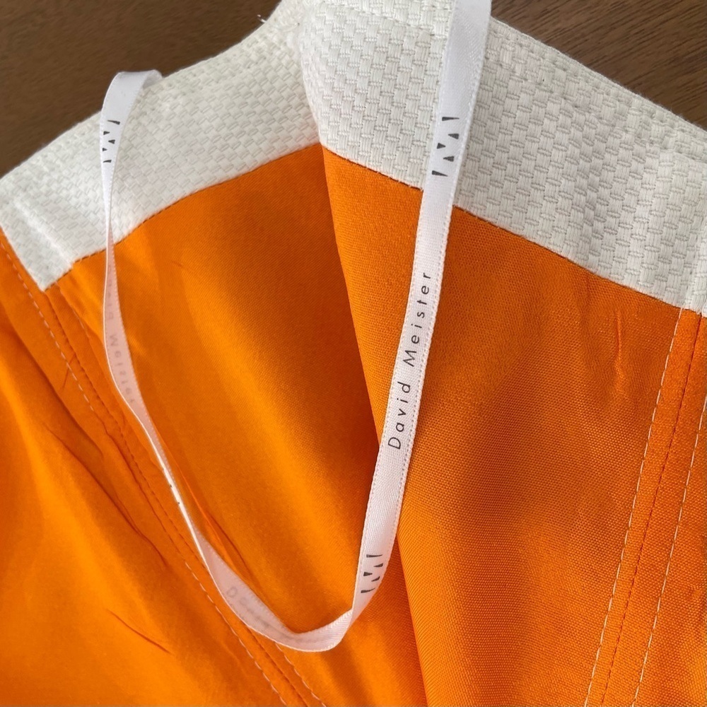 David Meister Strapless Retro Orange White Dress - Picture 13 of 13